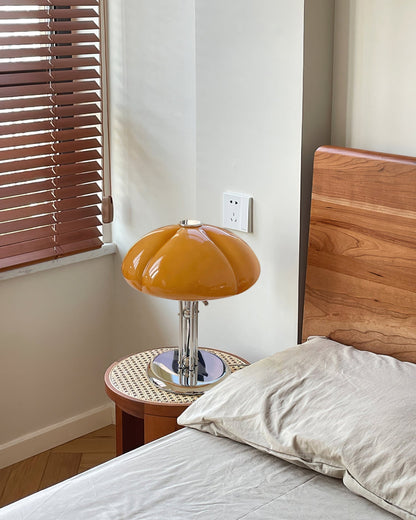 RetroGlow – Lampada da scrivania in vetro arancione