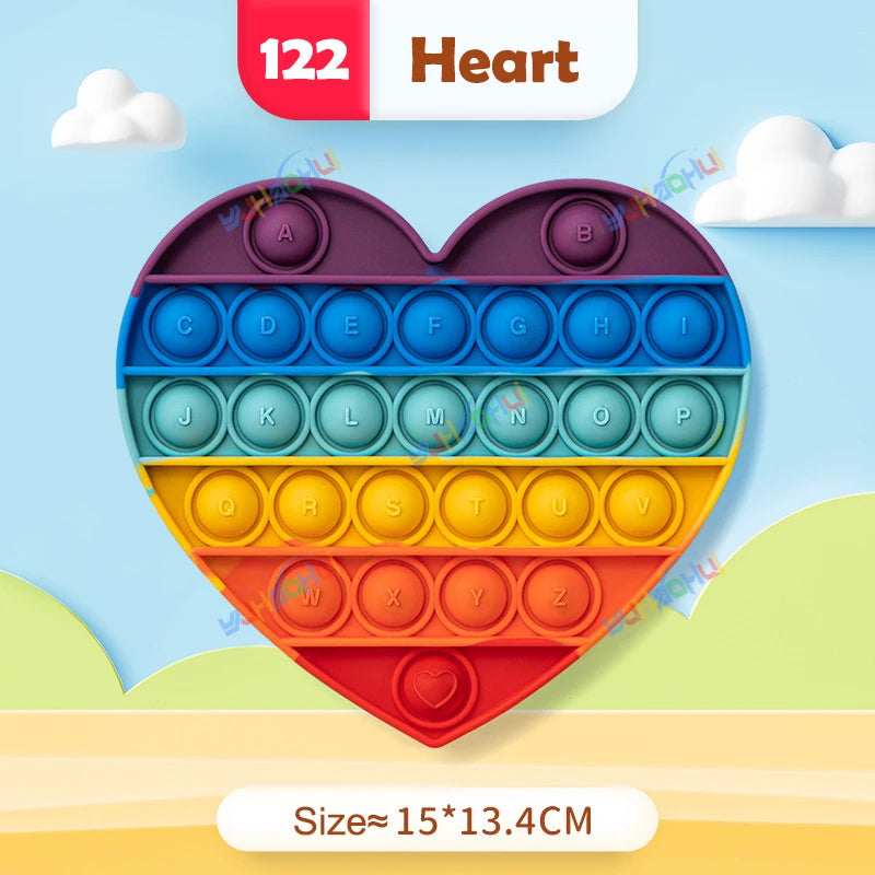 Rainbow Pop It Fidget Toy for Stress Relief – Sensory Toy for Autism and Adults, Silicone 10