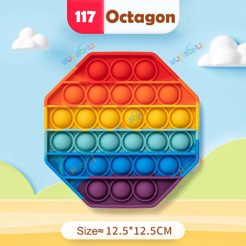 Rainbow Pop It Fidget Toy for Stress Relief – Sensory Toy for Autism and Adults, Silicone 16