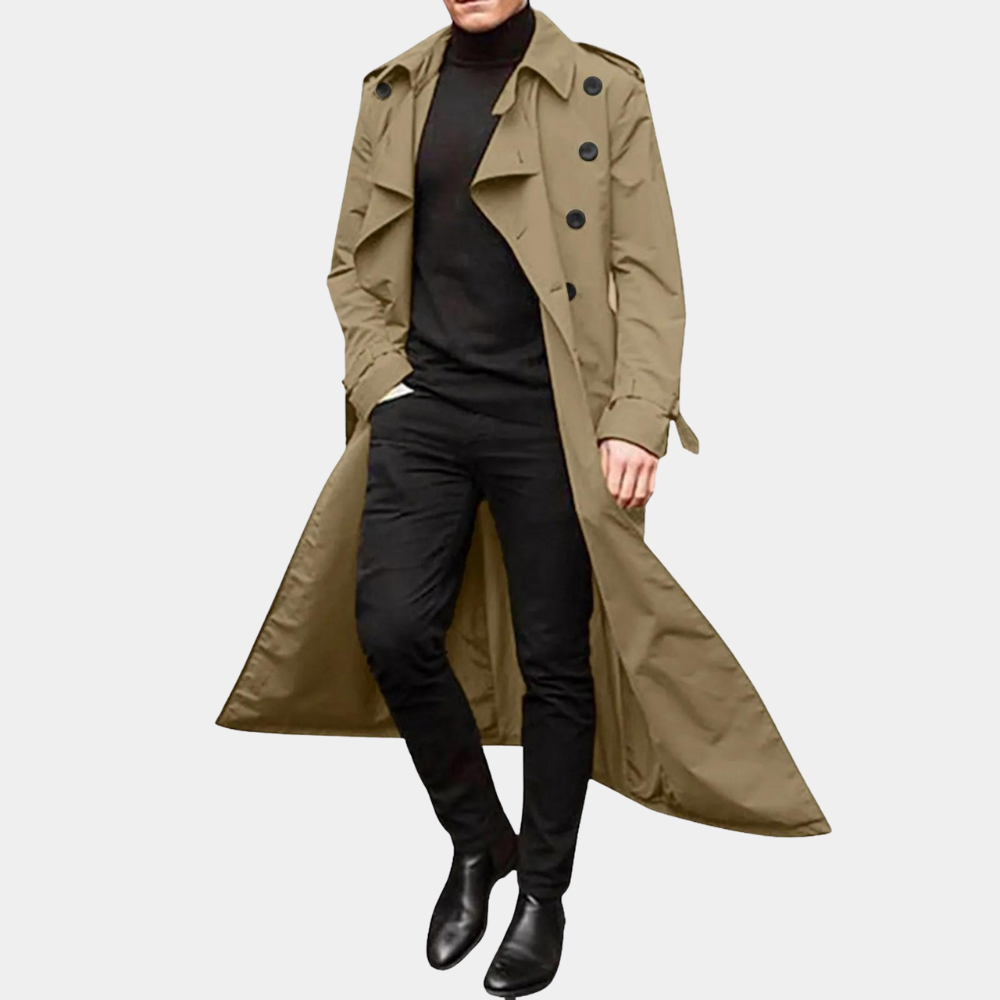 Rens | Water-repellent autumn trench coat for men with extra-long cut 0