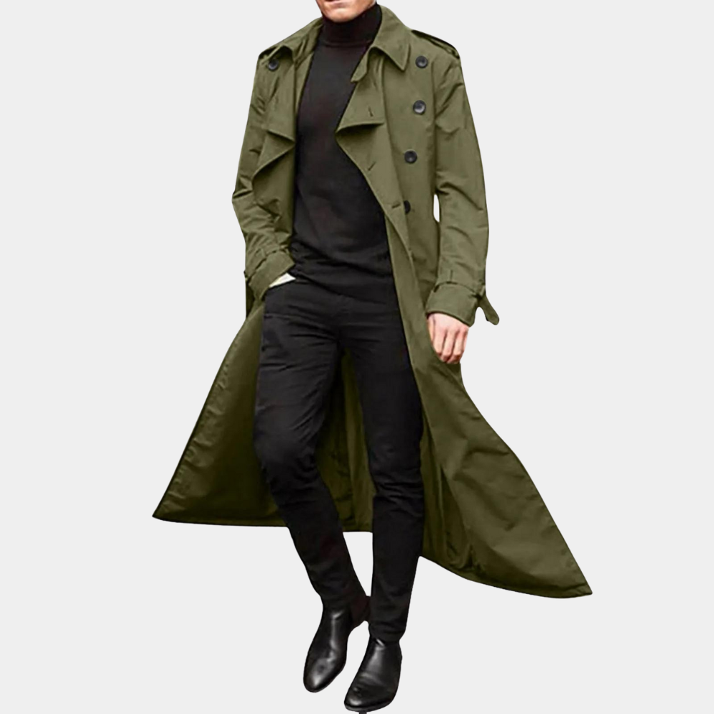 Rens | Water-repellent autumn trench coat for men with extra-long cut 5