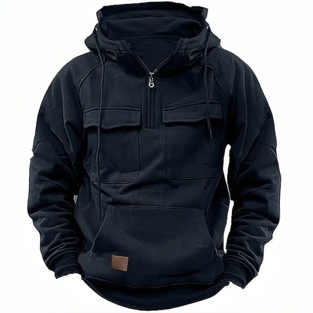 Retro Motorcycle Hoodie for Men with a Cool Look and Practical Details 0
