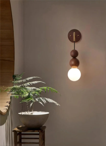 GradientLuxe – Modern Wall Lamp with Walnut and Gradient Glass