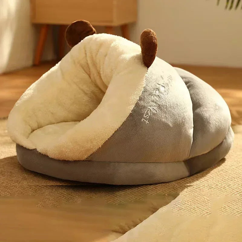 Variant image for Slippernest - Foldable Dog Bed in Coral Fleece for Winter Comfort-1