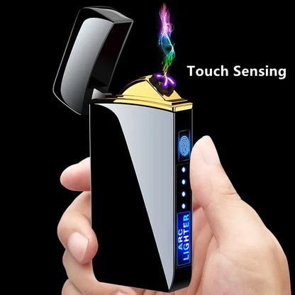 Rechargeable USB Plasma Lighter with Windproof Double Arch Flame – Stylish Metal Design for Indoor and Outdoor Use-5