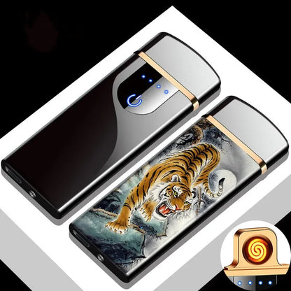 Variant image for Rechargeable USB Plasma Lighter with Windproof Double Arch Flame – Stylish Metal Design for Indoor and Outdoor Use-19