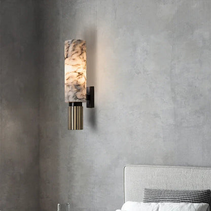 AuraStone – Marble Wall Lamp with Copper Accents