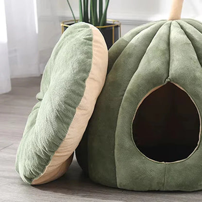 Pumpkinpaws Cozy Pumpkin-Shaped Cat Bed for Winter Comfort & Hygiene-3