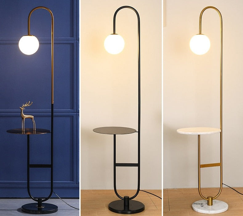 NordicGlow - Floor Lamp with Side Table