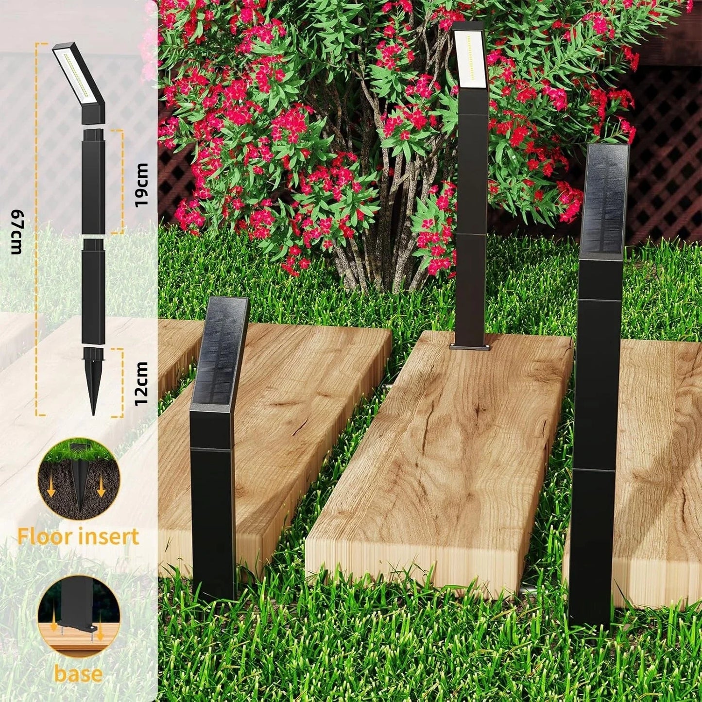 Solar Pathway Lights - 3-in-1 Adjustable Solar Garden Lights, IP65 Waterproof Outdoor Landscape Lighting-3