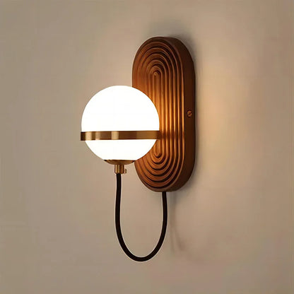 LuxeSphere – Chic Walnut Wall Lamp in Spherical Form
