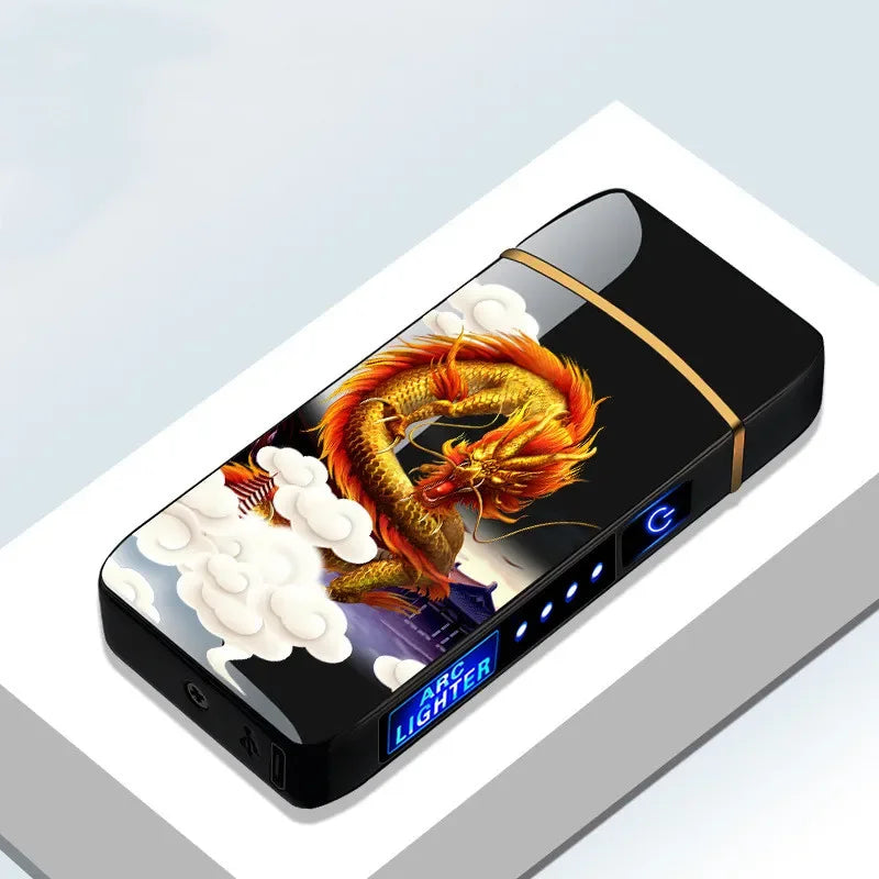 Variant image for Rechargeable USB Plasma Lighter with Windproof Double Arch Flame – Stylish Metal Design for Indoor and Outdoor Use-4