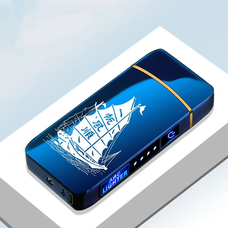 Variant image for Rechargeable USB Plasma Lighter with Windproof Double Arch Flame – Stylish Metal Design for Indoor and Outdoor Use-14