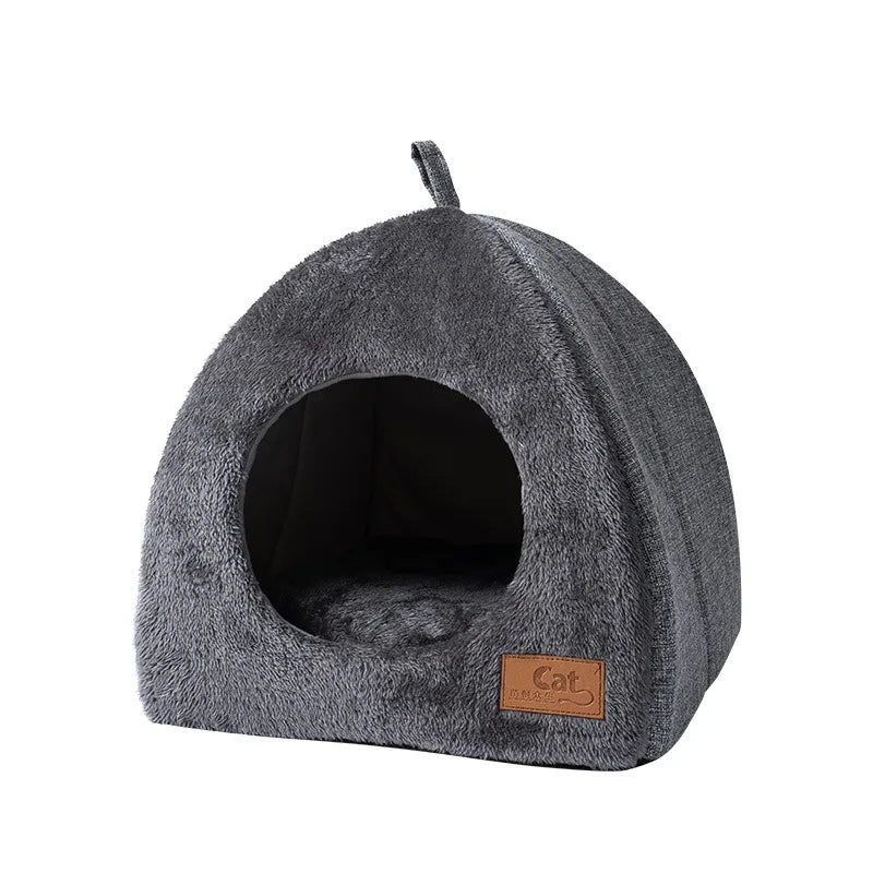 Triangelnest - Luxurious Velvet Cat House Indoor for Ultimate Comfort-5