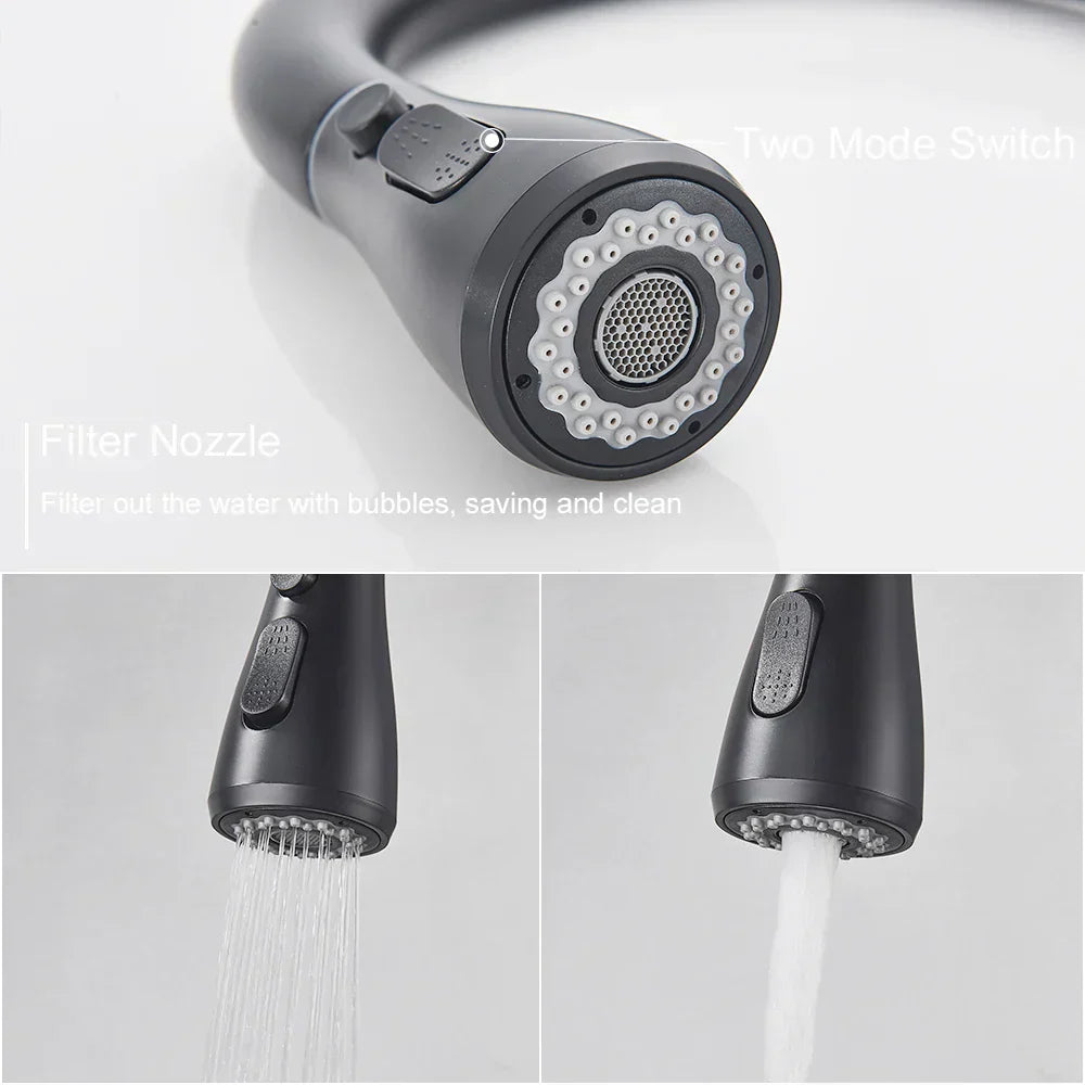 ObsidianFlow – Stylish Pull-Down Kitchen Tap