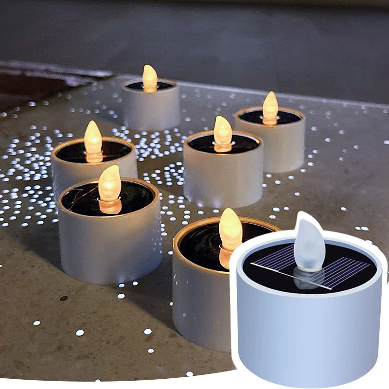 Solarglow - 6-Piece Flameless Solar Flickering LED Candles for Outdoor Ambiance-6