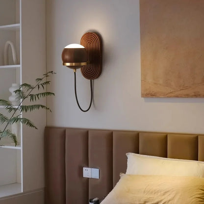 LuxeSphere – Chic Walnut Wall Lamp in Spherical Form