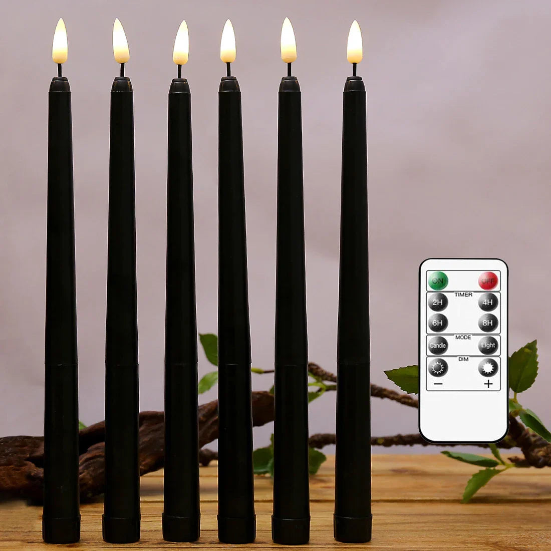 PhantomGlow - Remote-Controlled Black LED Candles for Haunted Evenings