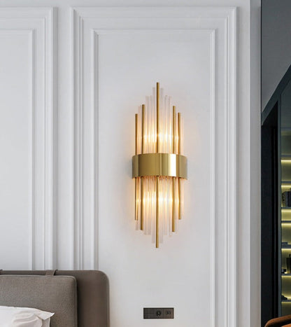 RadiantCrown – Gold Crystal Wall Lamp with Durable Build
