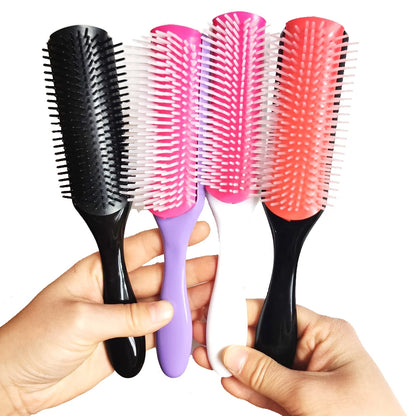 CurlEase - Brosse démêlante à 9 rangées pour cheveux raides et bouclés
