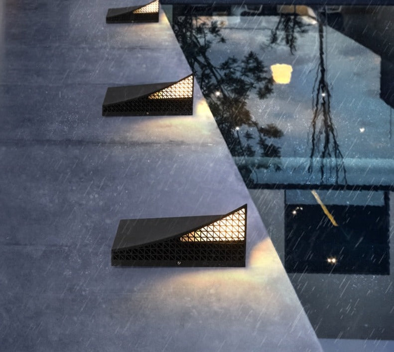 Modern Semi-Pyramid Solar Lights Outdoor with Intelligent Sensor & IP65 Waterproof-4