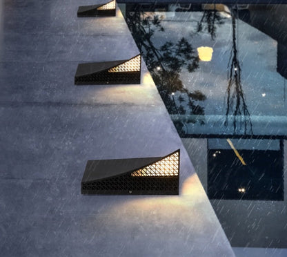 Modern Semi-Pyramid Solar Lights Outdoor with Intelligent Sensor & IP65 Waterproof-4