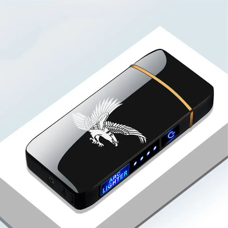 Variant image for Rechargeable USB Plasma Lighter with Windproof Double Arch Flame – Stylish Metal Design for Indoor and Outdoor Use-2