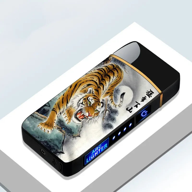 Variant image for Rechargeable USB Plasma Lighter with Windproof Double Arch Flame – Stylish Metal Design for Indoor and Outdoor Use-16