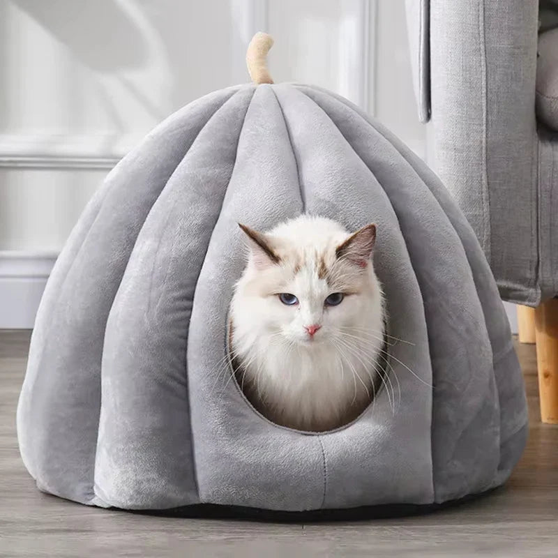 Pumpkinpaws Cozy Pumpkin-Shaped Cat Bed for Winter Comfort & Hygiene-6