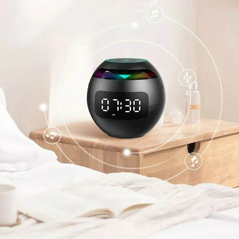 Multifunctional Bluetooth Alarm Clock Speaker with LED Display and Colorful Night Light – 2200mAh Battery-5