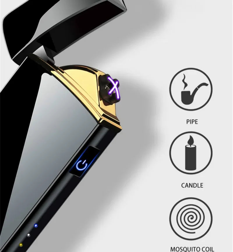 Rechargeable USB Plasma Lighter with Windproof Double Arch Flame – Stylish Metal Design for Indoor and Outdoor Use-3