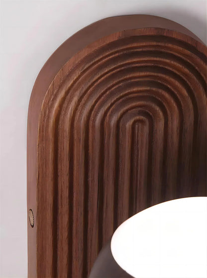 LuxeSphere – Chic Walnut Wall Lamp in Spherical Form