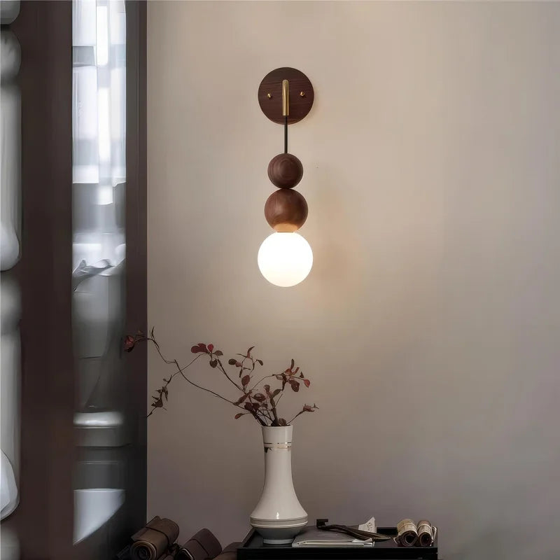 GradientLuxe – Modern Wall Lamp with Walnut and Gradient Glass