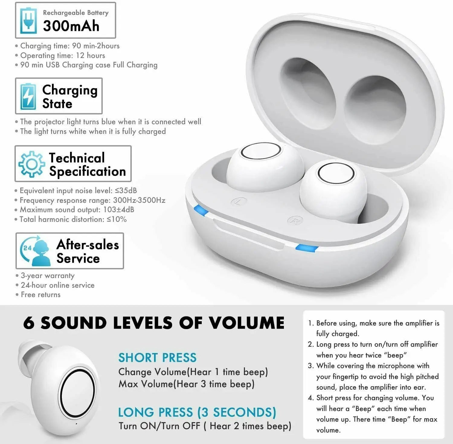 Bluetooth Hearing Aids with App Control – Rechargeable, Compact Design for Enhanced Sound Clarity and Multiple Listening Modes-2