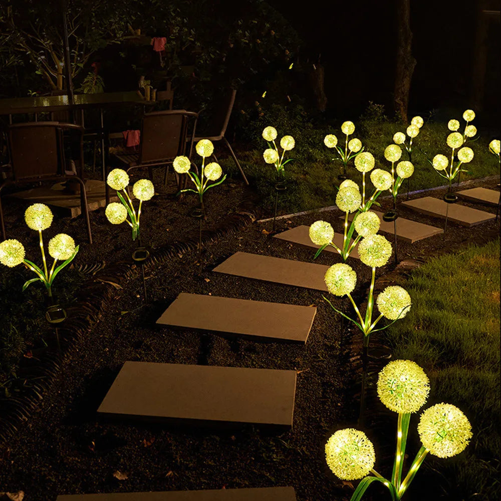Solar Garden Lights - 3 Pack Dandelion Outdoor Decorative Solar LED Lights-4