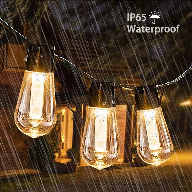Solar String Lights - Waterproof Retro Edison Bulbs for Outdoor Party Decor-2