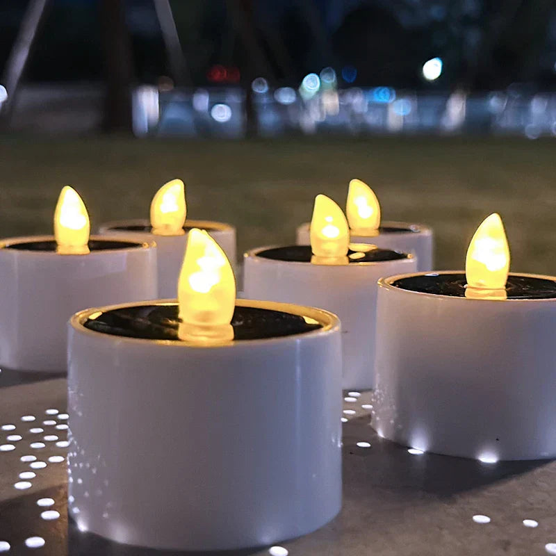 Solarglow - 6-Piece Flameless Solar Flickering LED Candles for Outdoor Ambiance-4