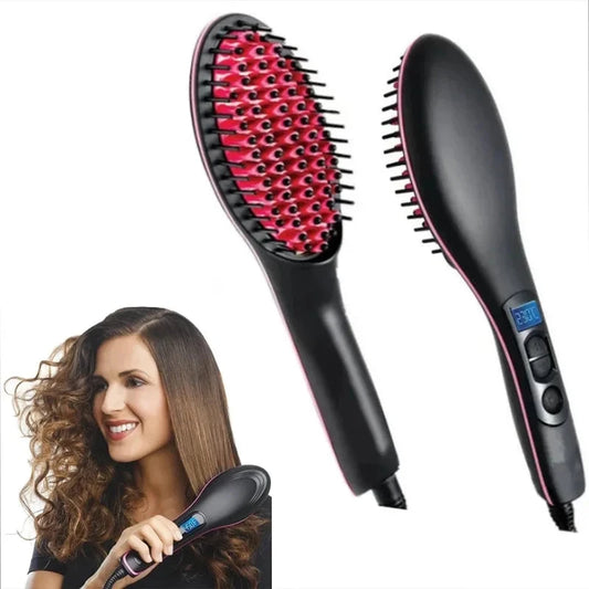 GlamComb - Electric Heated Straightener Brush