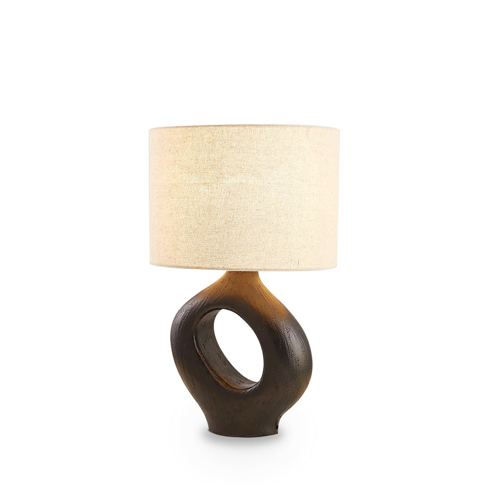 SculptGlow – Harpiks Bordlampe med Blødt Linned Skærm