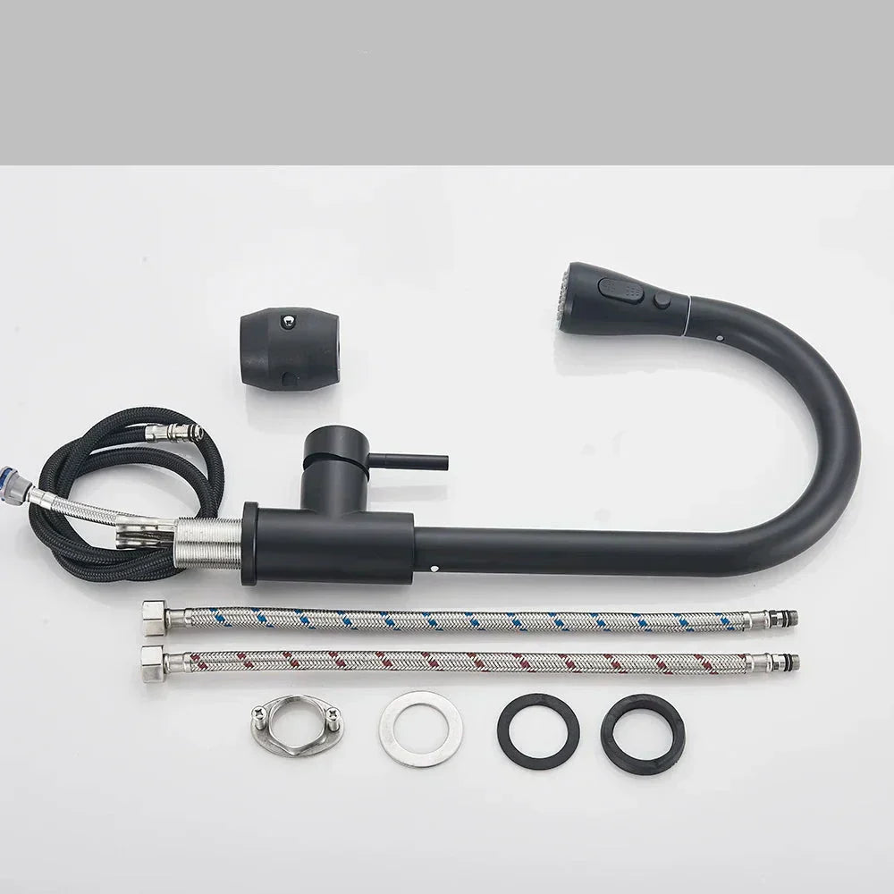 ObsidianFlow – Stylish Pull-Down Kitchen Tap