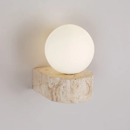 GlobeBeam – Modern Wall Lamp Made from Glass and Travertine