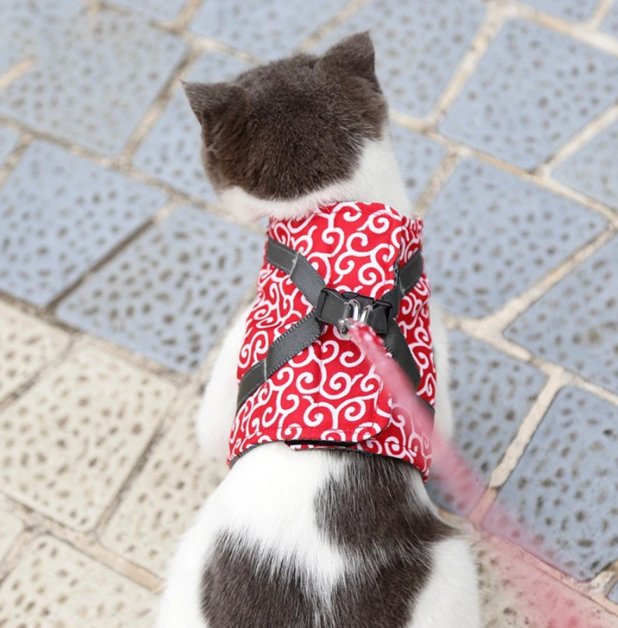 Stylish Cat Harness with Matching Leash - Comfortable and Easy to Wear, Adjustable Fit for Cats and Kittens-3
