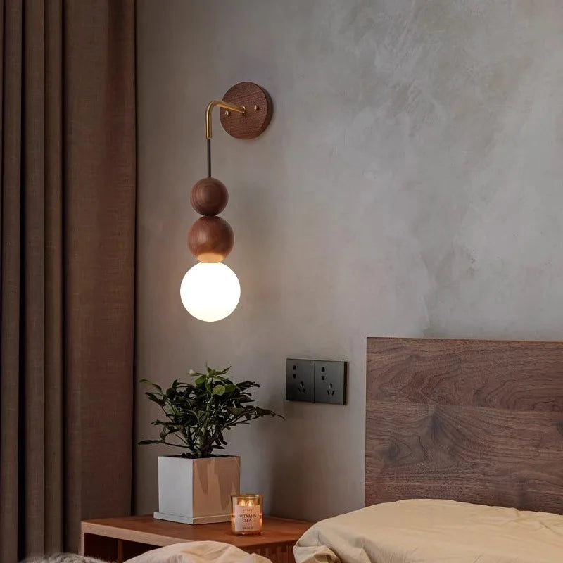 GradientLuxe – Modern Wall Lamp with Walnut and Gradient Glass