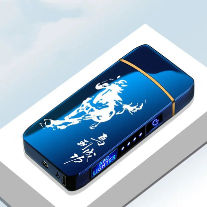 Rechargeable USB Plasma Lighter with Windproof Double Arch Flame – Stylish Metal Design for Indoor and Outdoor Use-1