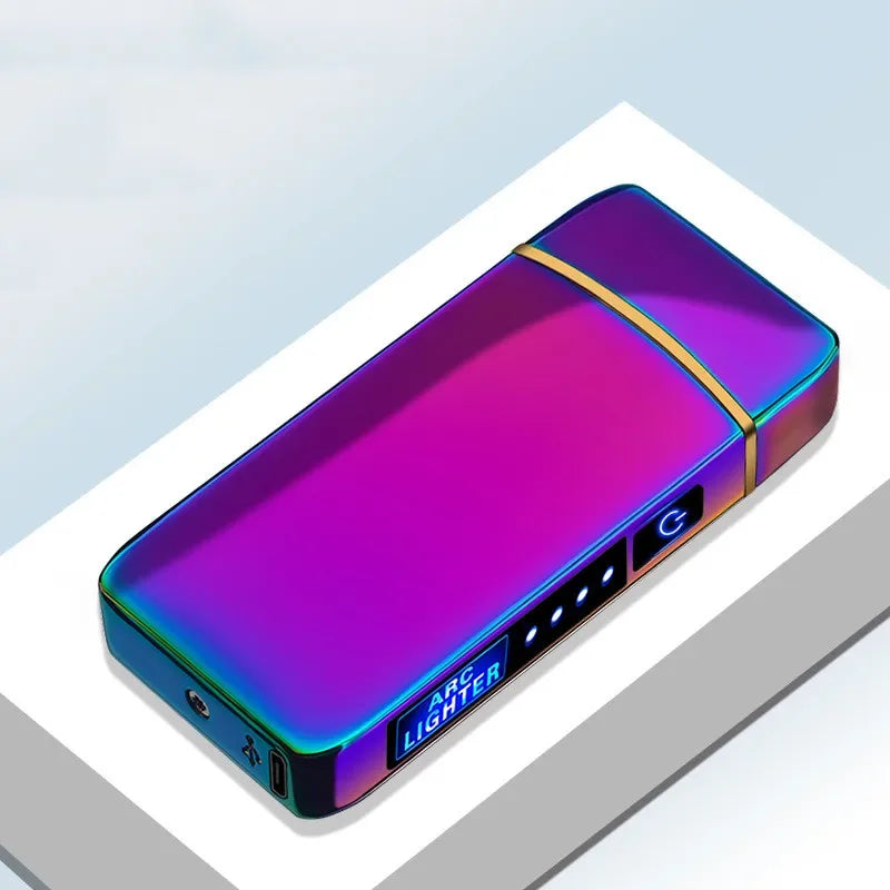 Variant image for Rechargeable USB Plasma Lighter with Windproof Double Arch Flame – Stylish Metal Design for Indoor and Outdoor Use-6