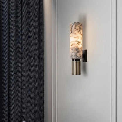 AuraStone – Marble Wall Lamp with Copper Accents