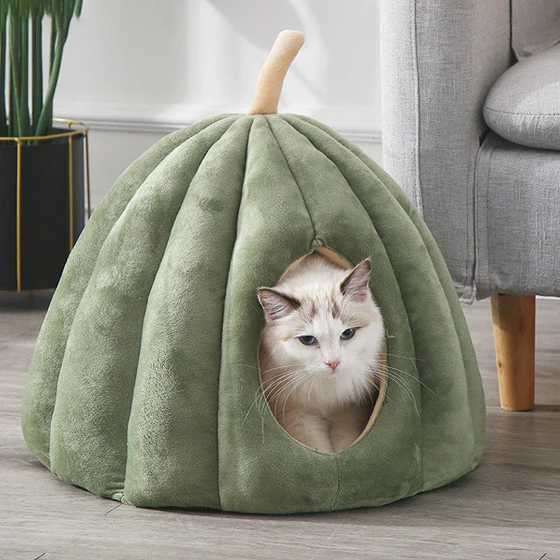 Variant image for Pumpkinpaws Cozy Pumpkin-Shaped Cat Bed for Winter Comfort & Hygiene-1