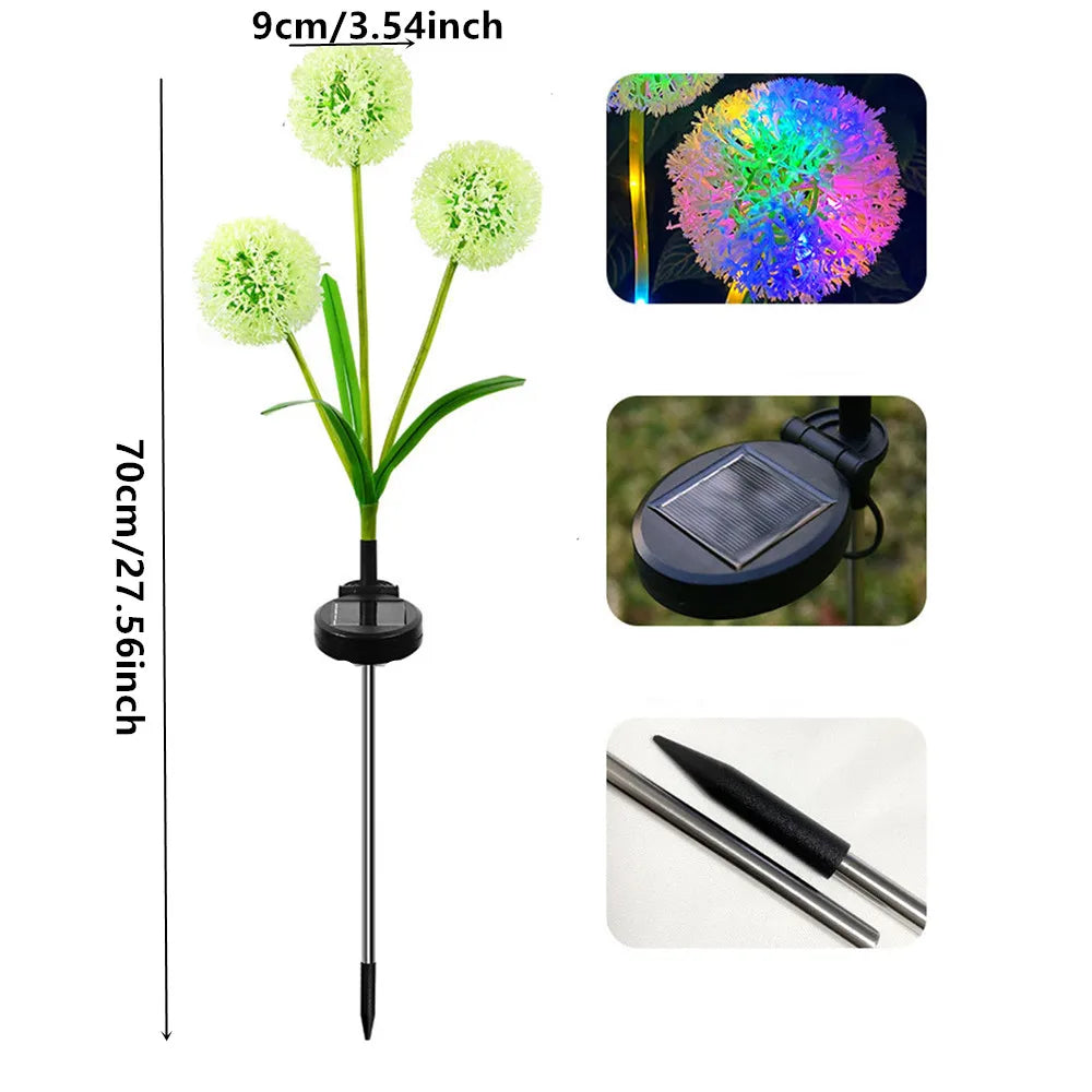 Solar Garden Lights - 3 Pack Dandelion Outdoor Decorative Solar LED Lights-5