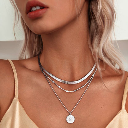 Silver triple necklace 0