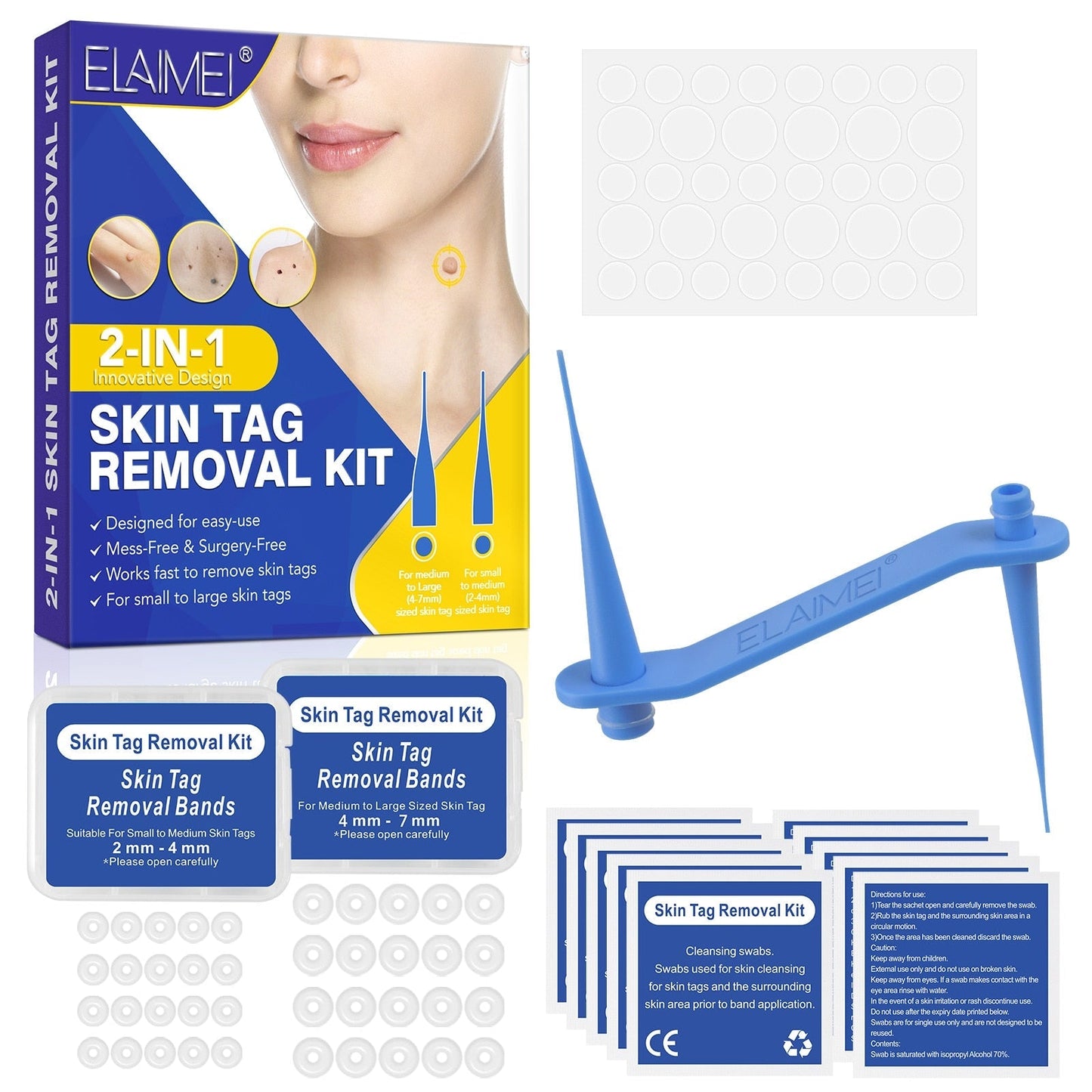 Skin Tag Removal Kit - 2-in-1 Silicone Band Ligation System for Safe Home Use-1